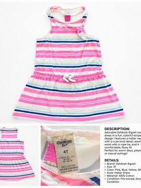 OshKosh B'gosh Pink, Blue & Yellow Striped Halter Dress
